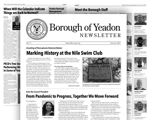 Yeadon Borough Newsletter
